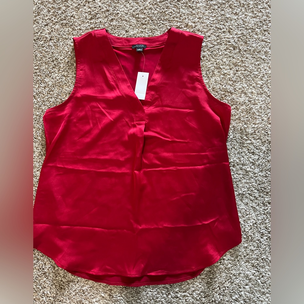 NWT Ann Taylor Red V-Neck Blouse